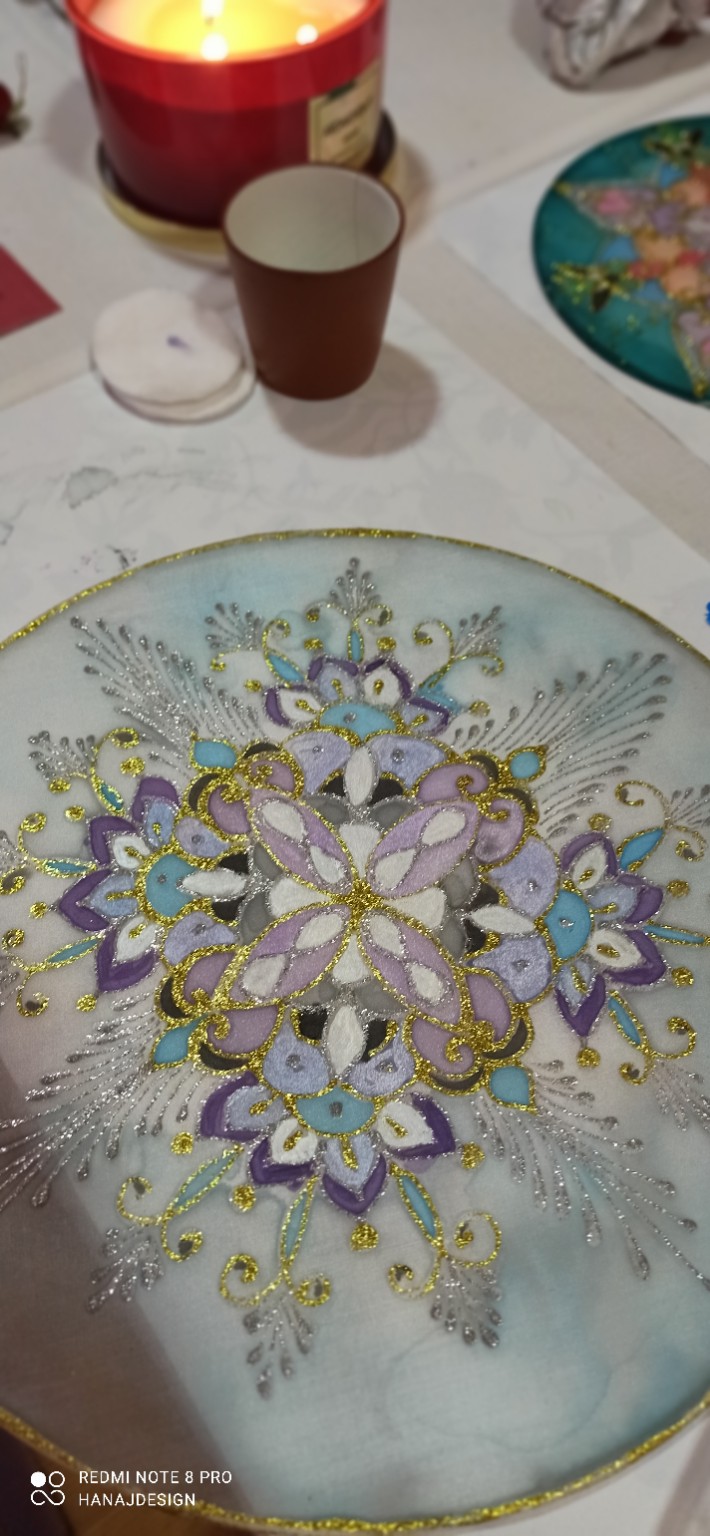 Autorská ornamentální studie na hedvábí 06